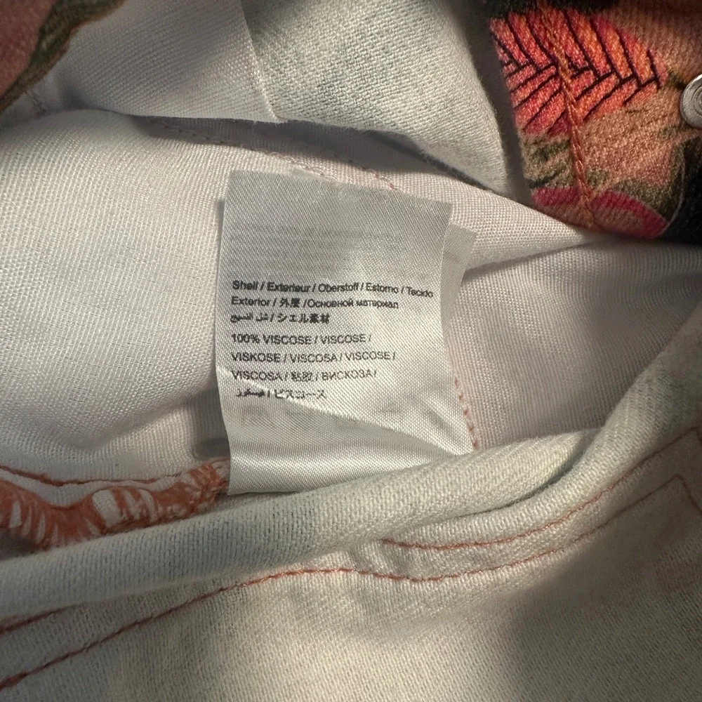 Farm Rio for Anthropologie Pink Tropical Toucan Button Front Mini Skirt XXS